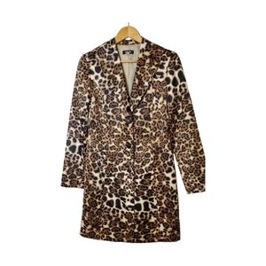 Metro Style Leopard Print Trench Style Coat Size 8 Brown and Black